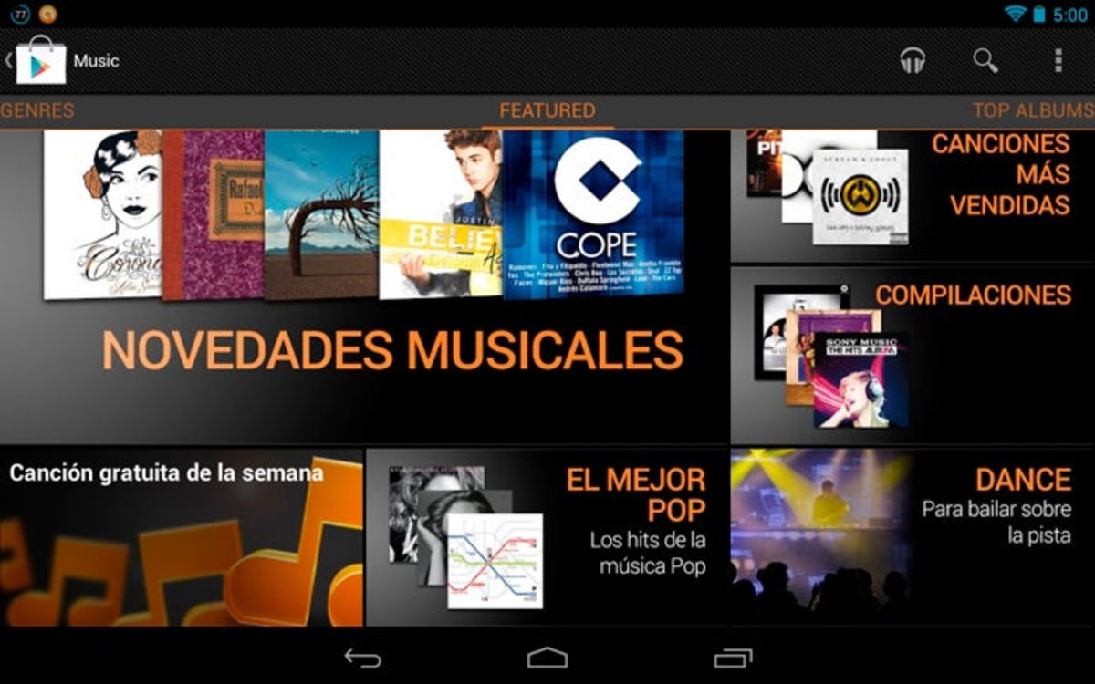 Pantalla principal Google Play Music