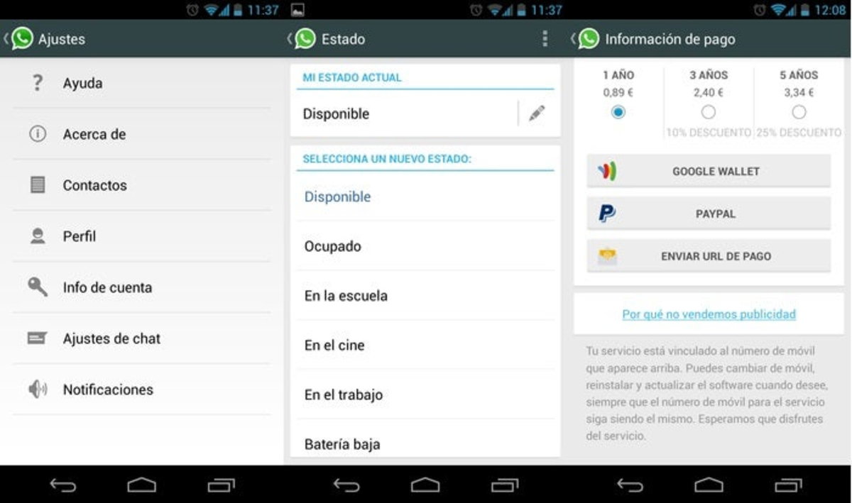 Nueva interfaz Holo de Whatsapp